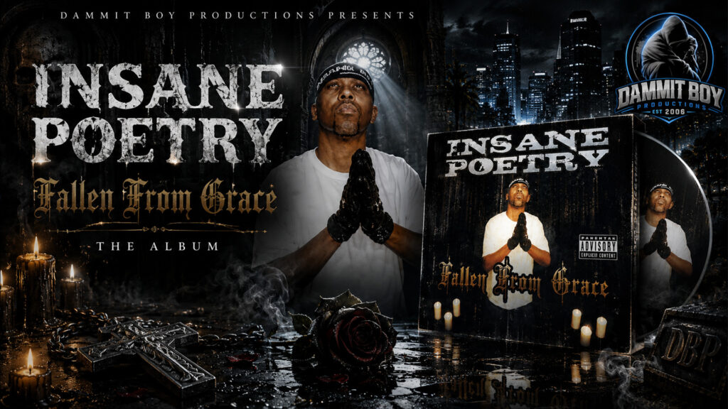Fallen From Grace album hero by Insane Poetry featuring classic horrorcore and underground hip-hop themes