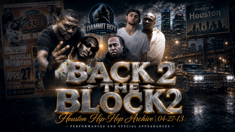Back 2 the Block Block Party 2 flyer presented by Blue Chip ENT and Dammit Boy Productions at Magnolia Park in Beaumont, Texas on April 27, 2013.