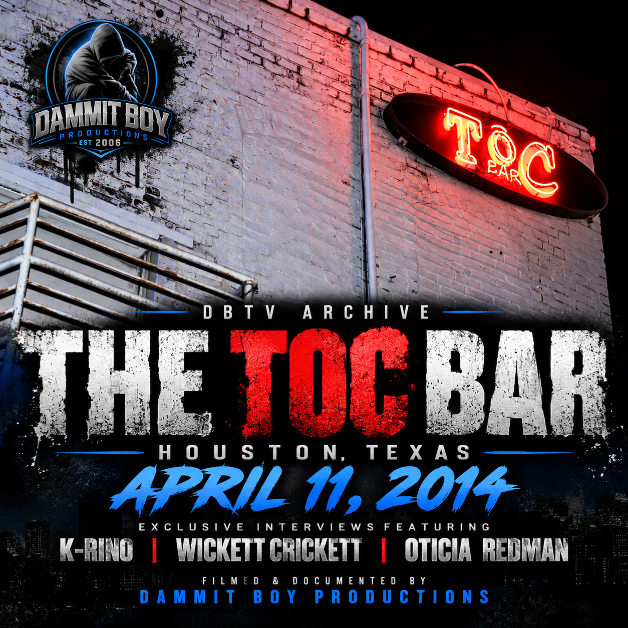 The Toc Bar Houston April 11 2014 DBTV archive cover featuring K-Rino, Wickett Crickett and Oticia Redman interviews
