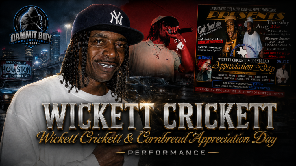 Wickett Crickett performing live during the Wickett Crickett & Cornbread Appreciation Day at Club Zona Latina in Houston, Texas on August 21, 2014.