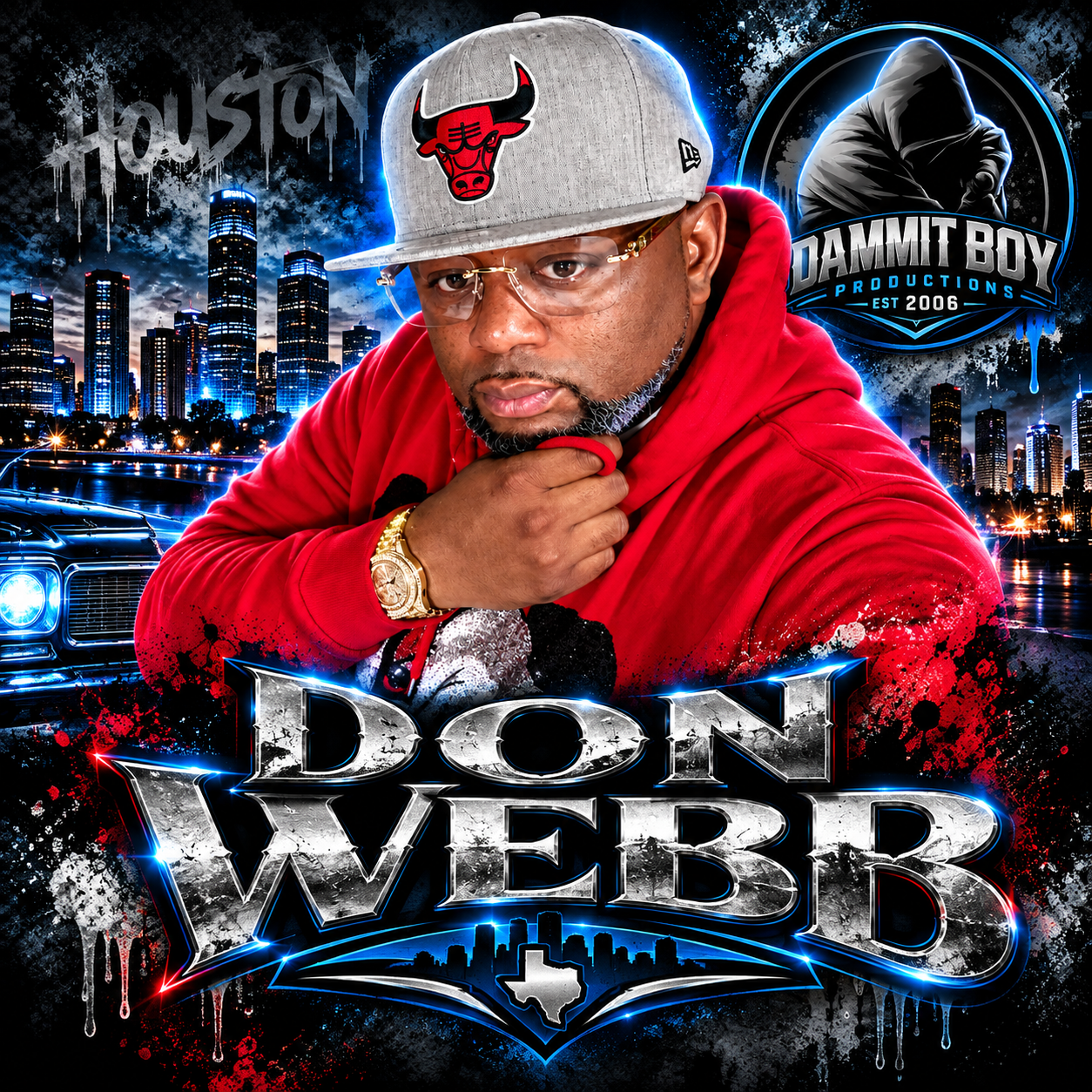 Don Webb Houston hip-hop artist square artwork for Dammit Boy Productions.